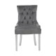 Chelsea Chrome And Grey Velvet Button Back Dining Chair 