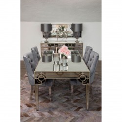 Chelsea Chrome And Grey Velvet Button Back Dining Chair 