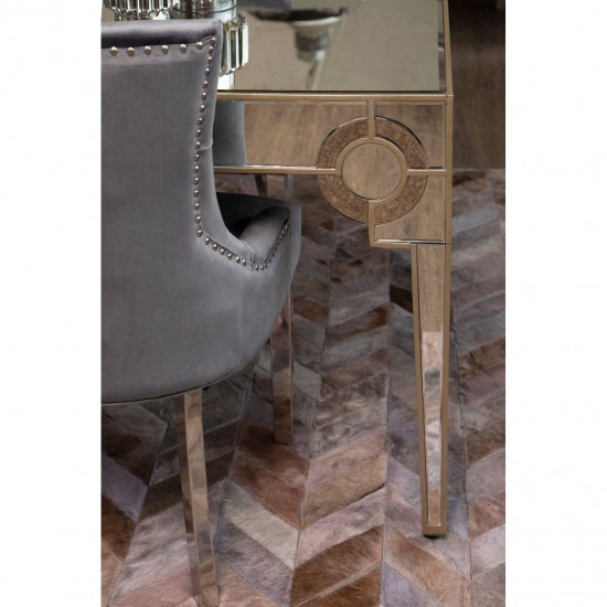 Chelsea Chrome And Grey Velvet Button Back Dining Chair 