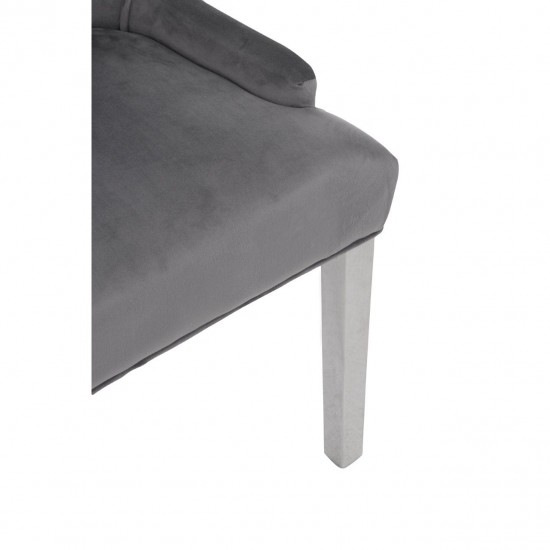 Chelsea Chrome And Grey Velvet Button Back Dining Chair 
