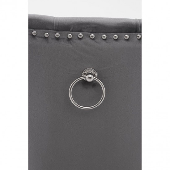 Chelsea Chrome And Grey Velvet Button Back Dining Chair 