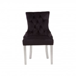 Chelsea Chrome And Black Velvet Button Back Dining Chair 