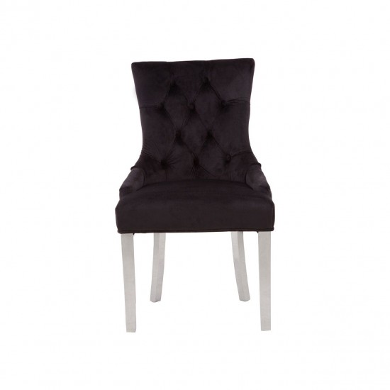 Chelsea Chrome And Black Velvet Button Back Dining Chair 