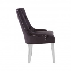 Chelsea Chrome And Black Velvet Button Back Dining Chair 