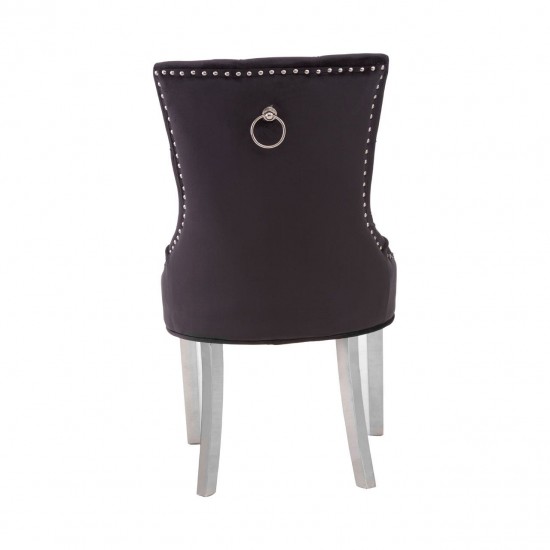 Chelsea Chrome And Black Velvet Button Back Dining Chair 