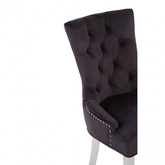 Chelsea Chrome And Black Velvet Button Back Dining Chair 