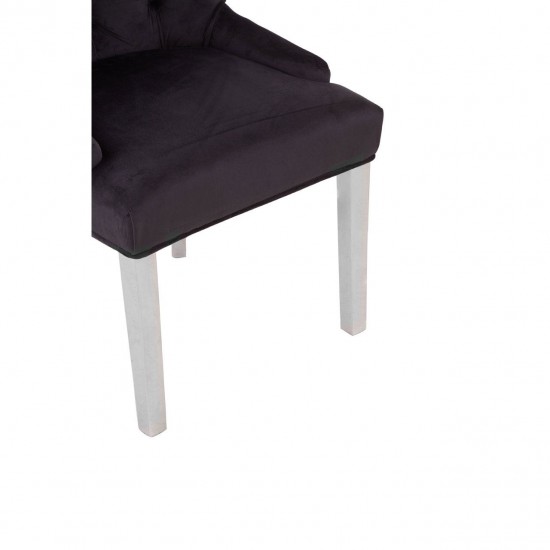 Chelsea Chrome And Black Velvet Button Back Dining Chair 