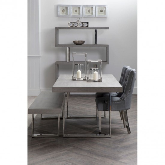 Chelsea Chrome And Grey Button Back Dining Chair 