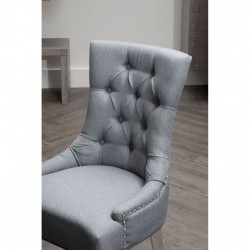 Chelsea Chrome And Grey Button Back Dining Chair 