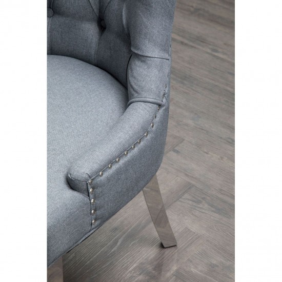 Chelsea Chrome And Grey Button Back Dining Chair 