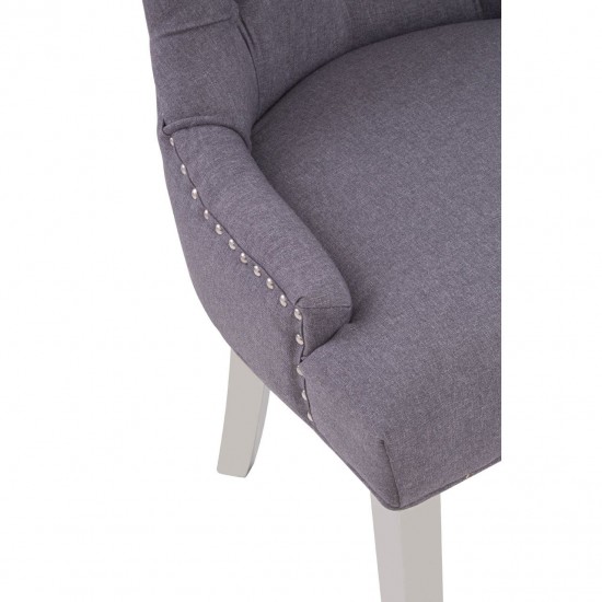 Chelsea Chrome And Grey Button Back Dining Chair 