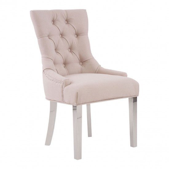 Chelsea Chrome And Natural Button Back Dining Chair