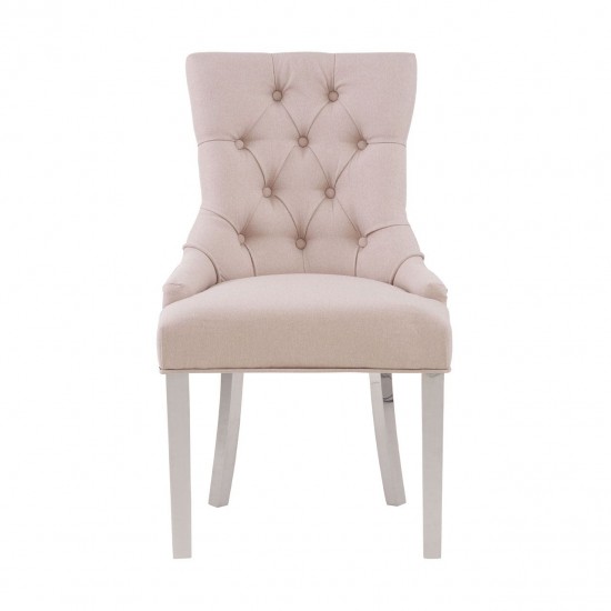 Chelsea Chrome And Natural Button Back Dining Chair
