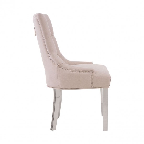 Chelsea Chrome And Natural Button Back Dining Chair