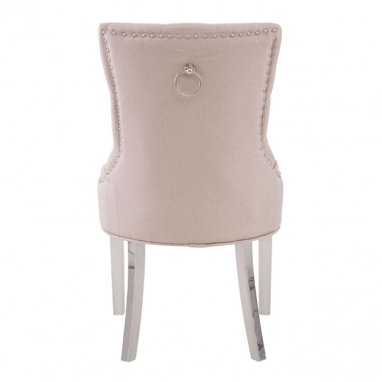 Chelsea Chrome And Natural Button Back Dining Chair
