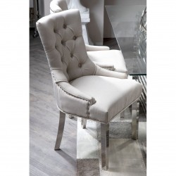 Chelsea Chrome And Natural Button Back Dining Chair