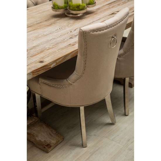 Chelsea Chrome And Natural Button Back Dining Chair