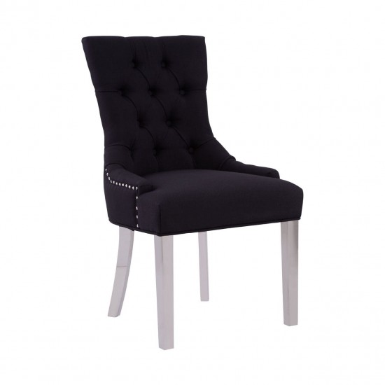 Chelsea Chrome And Black Button Back Dining Chair 