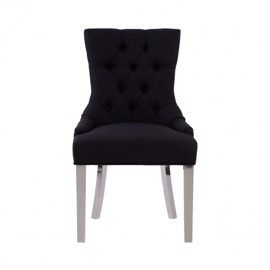 Chelsea Chrome And Black Button Back Dining Chair 
