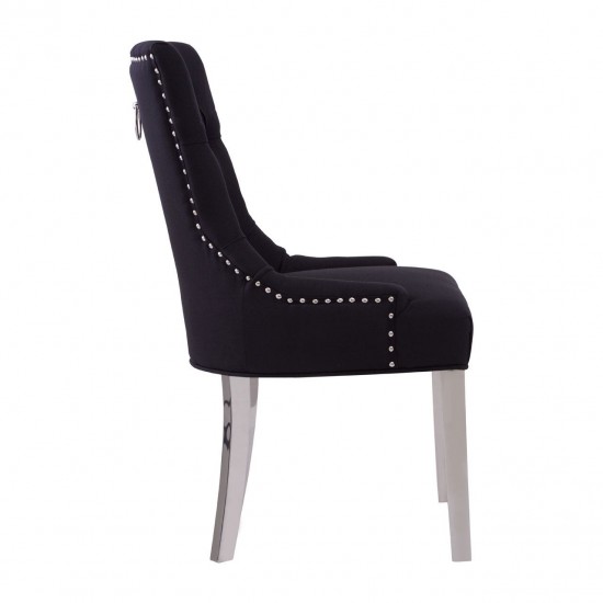 Chelsea Chrome And Black Button Back Dining Chair 