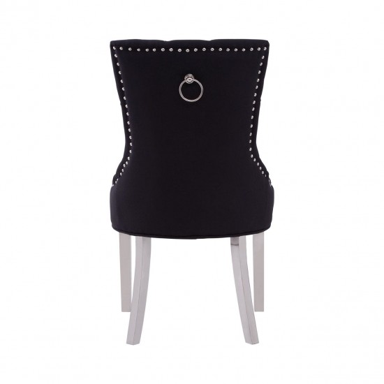 Chelsea Chrome And Black Button Back Dining Chair 