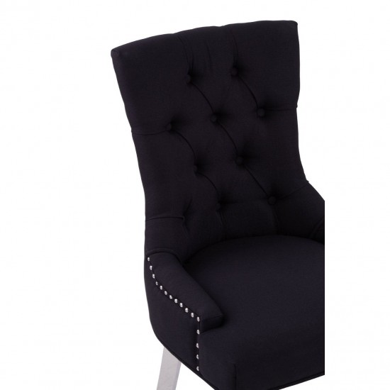 Chelsea Chrome And Black Button Back Dining Chair 