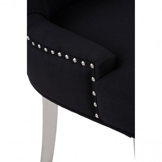 Chelsea Chrome And Black Button Back Dining Chair 