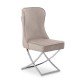 Belgravia Mink Velvet Back Button And Chrome Cross Base Dining Chair