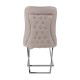 Belgravia Mink Velvet Back Button And Chrome Cross Base Dining Chair
