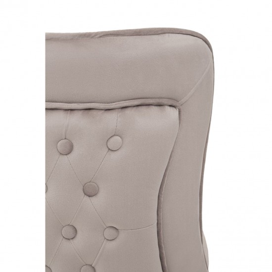 Belgravia Mink Velvet Back Button And Chrome Cross Base Dining Chair