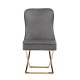 Belgravia Grey Velvet Back Button And Gold Cross Base Dining Chair