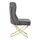 Belgravia Grey Velvet Back Button And Gold Cross Base Dining Chair