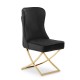 Belgravia Black Velvet Back Button And Gold Cross Base Dining Chair