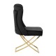 Belgravia Black Velvet Back Button And Gold Cross Base Dining Chair