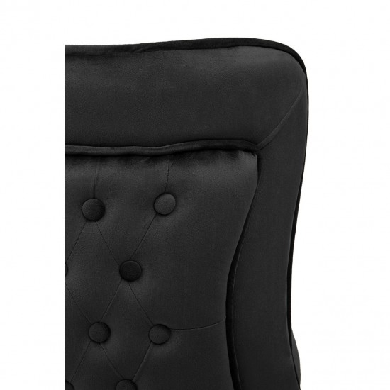 Belgravia Black Velvet Back Button And Gold Cross Base Dining Chair