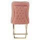 Belgravia Dusky Pink Velvet Back Button And Gold Cross Base Dining Chair