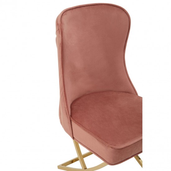 Belgravia Dusky Pink Velvet Back Button And Gold Cross Base Dining Chair
