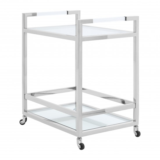 Lexington 2 Tier Polished Silver Finish Drinks Trolley