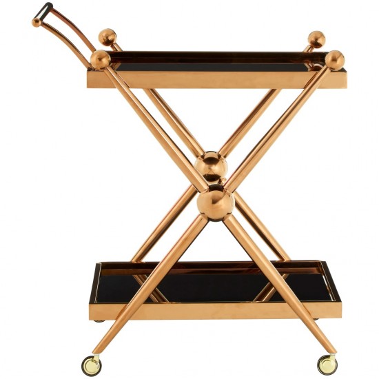 Gatsby 2 Tier Rose Gold / Black Drinks Trolley