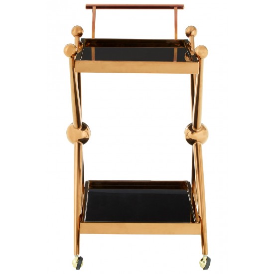 Gatsby 2 Tier Rose Gold / Black Drinks Trolley