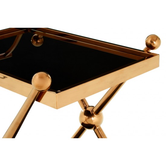 Gatsby 2 Tier Rose Gold / Black Drinks Trolley