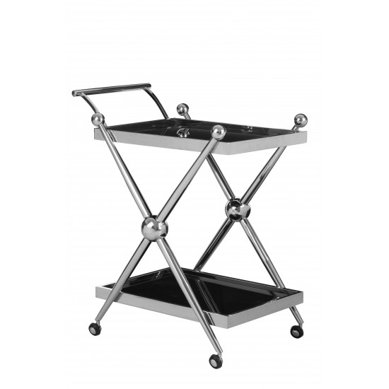 Gatsby 2 Tier Silver / Cross Design Drinks Trolley