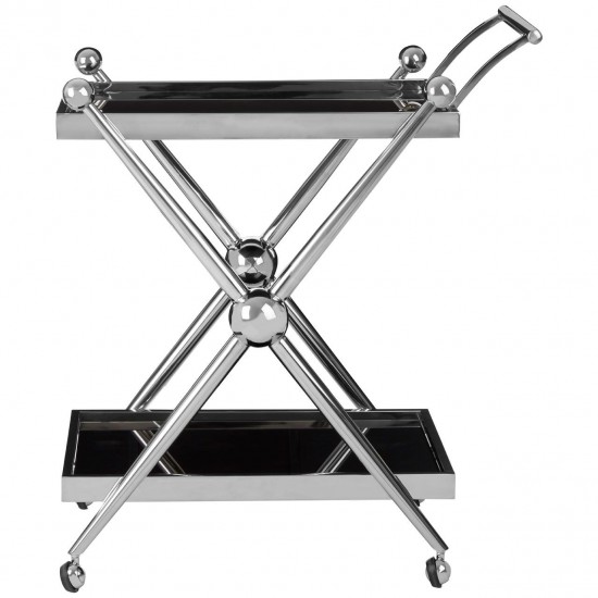 Gatsby 2 Tier Silver / Cross Design Drinks Trolley