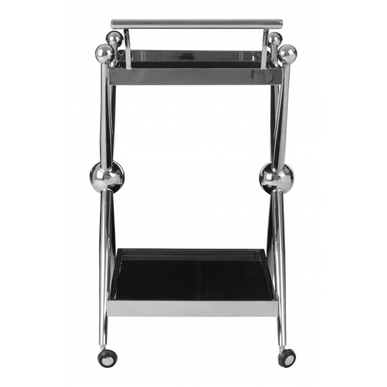 Gatsby 2 Tier Silver / Cross Design Drinks Trolley