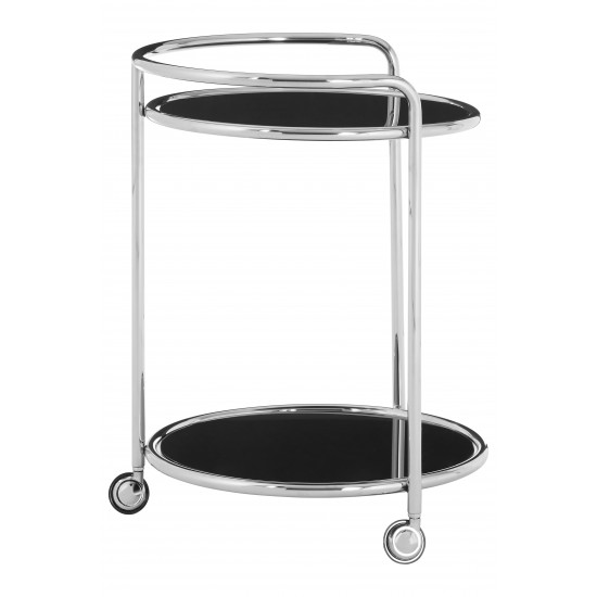 Gatsby Round Silver Finish Drinks Trolley