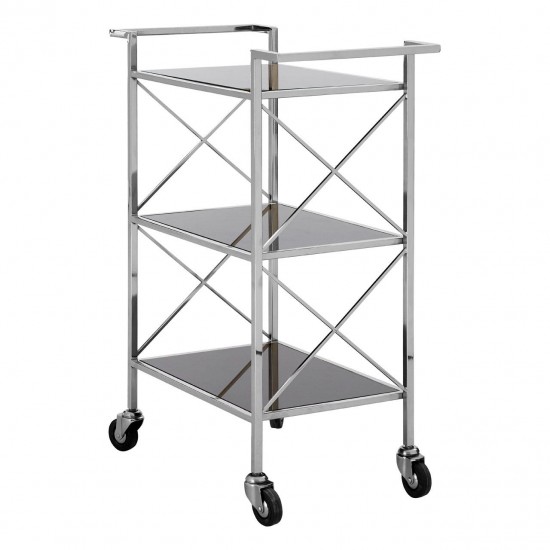 Ascot Chrome And Black Glass Drinks Trolley