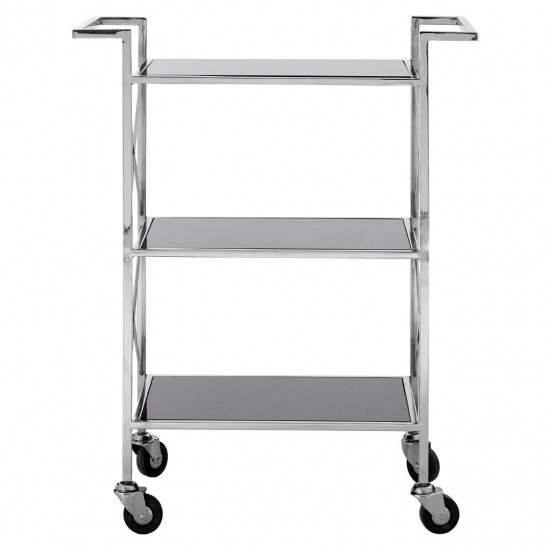 Ascot Chrome And Black Glass Drinks Trolley