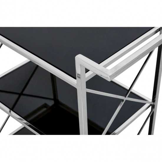 Ascot Chrome And Black Glass Drinks Trolley