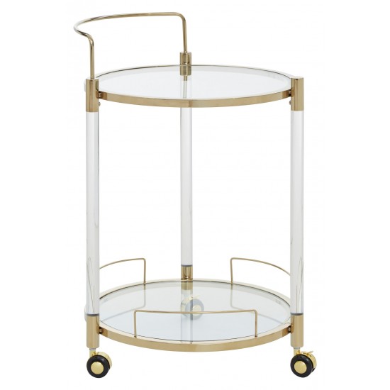 Adams Round Gold Finish Drinks Trolley
