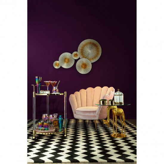 Adams Round Gold Finish Drinks Trolley